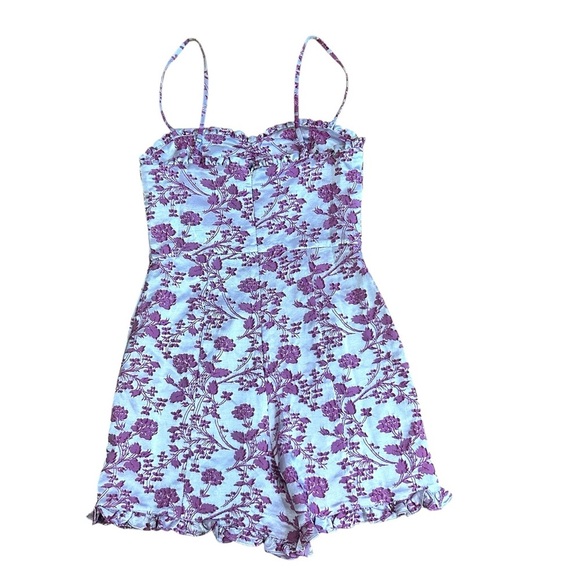 Likely Highland Short Romper Pink White Textured Floral Adjustable Straps Size 4 - Picture 7 of 11